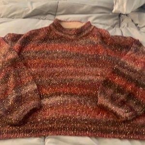Cropped, striped, sequin sweater size XL